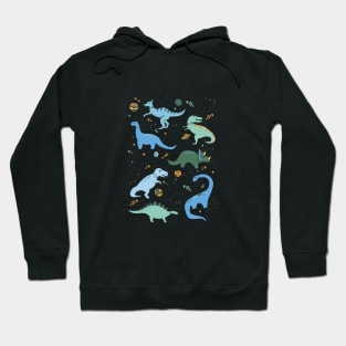 Space Dinosaurs in Blue Hoodie